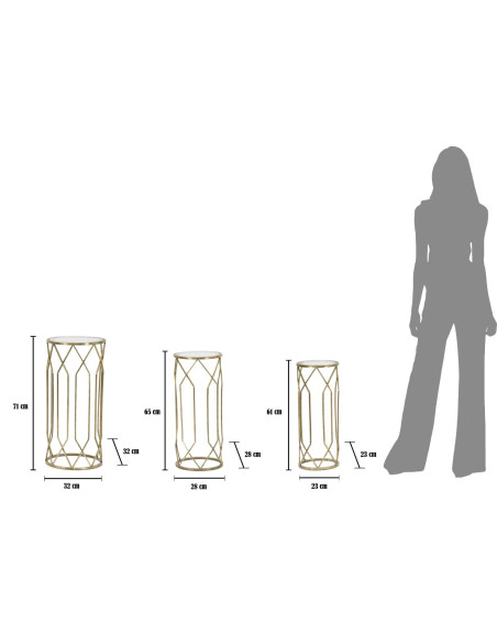 Sellette haute moderne Ronde en Métal Doré Verre Tunisi (Lot de 3) 