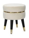 Tabouret moderne Rond en Velours Blanc crème Métal Doré Noir Paris
