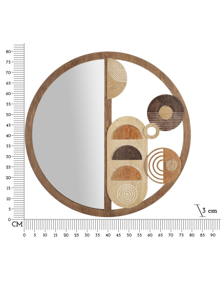 Miroir mural original XL Formes géométriques Rond 80x80 en Bois Naturel Block 