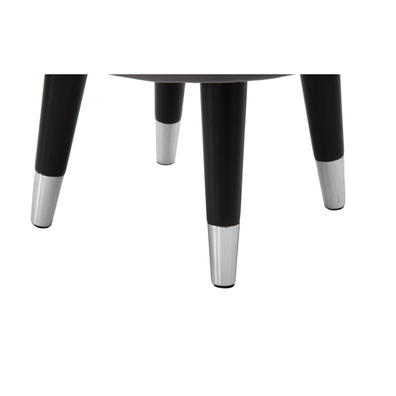 Tabouret moderne Rond en Velours Gris Métal Argenté Noir Paris 