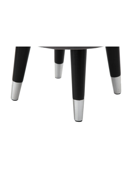 Tabouret moderne Rond en Velours Gris Métal Argenté Noir Paris 