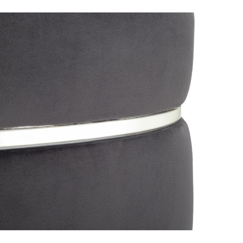 Tabouret moderne Rond en Velours Gris Métal Argenté Noir Paris 