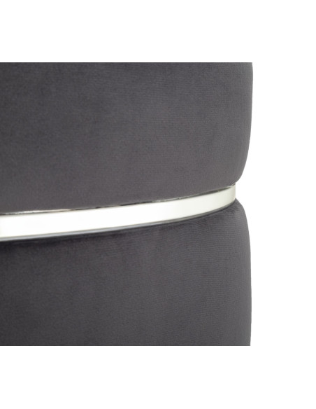 Tabouret moderne Rond en Velours Gris Métal Argenté Noir Paris 