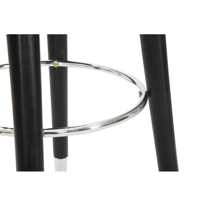 Tabouret de bar moderne rond en Velours Gris Métal Argenté Noir Paris 