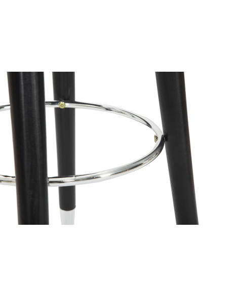 Tabouret de bar moderne rond en Velours Gris Métal Argenté Noir Paris 