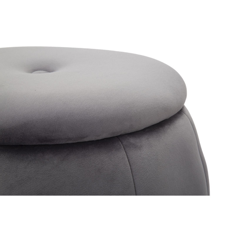 Pouf moderne avec coffre de rangement Rond en Velours Gris Argenté Paris 