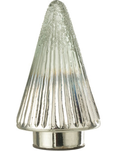 Sapin de Noël 20 cm en Verre Transparent Argenté Motif strié - 1