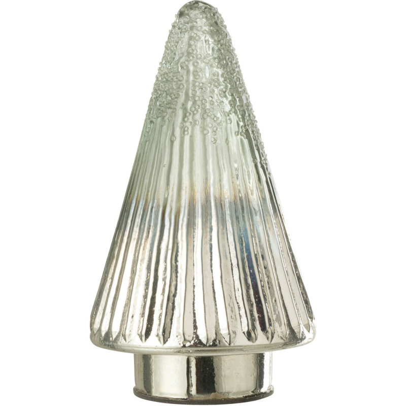 Sapin de Noël 20 cm en Verre Transparent Argenté Motif strié - 1