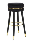 Tabouret de bar moderne rond en Velours Noir Métal Doré Noir Paris