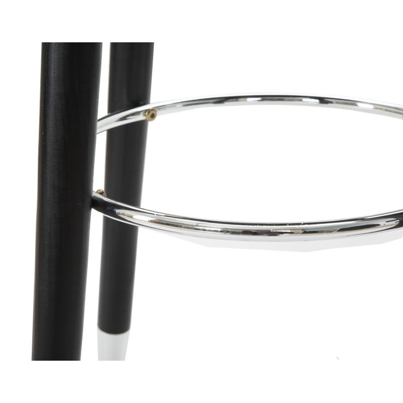 Tabouret de bar moderne rond en Velours Bleu Métal Argenté Noir Paris 