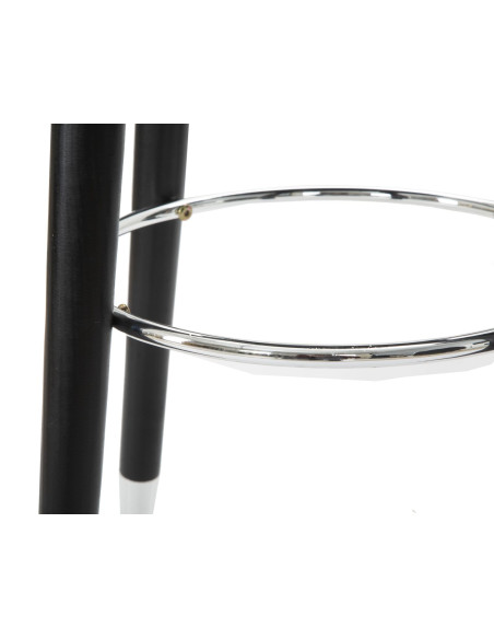 Tabouret de bar moderne rond en Velours Bleu Métal Argenté Noir Paris 