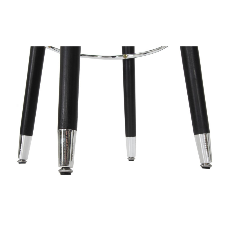 Tabouret de bar moderne rond en Velours Bleu Métal Argenté Noir Paris 