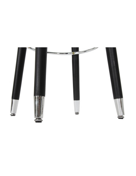 Tabouret de bar moderne rond en Velours Bleu Métal Argenté Noir Paris 