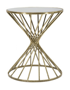 Table d'appoint moderne Ronde en Métal Doré Miroir Hypnos 