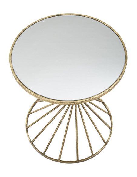 Table d'appoint moderne Ronde en Métal Doré Miroir Hypnos 