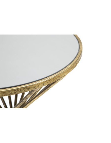 Table d'appoint moderne Ronde en Métal Doré Miroir Hypnos 