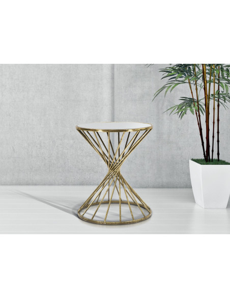Table d'appoint moderne Ronde en Métal Doré Miroir Hypnos 