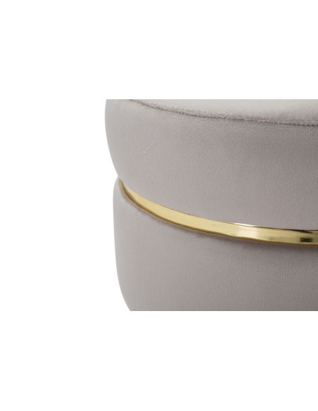 Tabouret moderne Rond en Velours Gris Métal Doré Noir Paris 