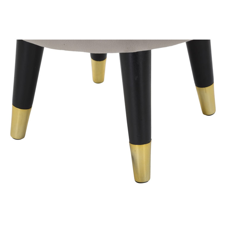 Tabouret moderne Rond en Velours Gris Métal Doré Noir Paris 