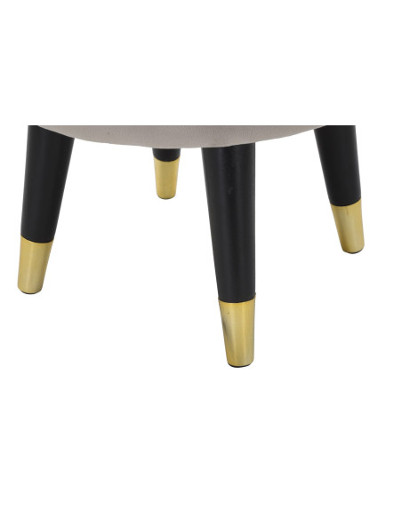 Tabouret moderne Rond en Velours Gris Métal Doré Noir Paris 