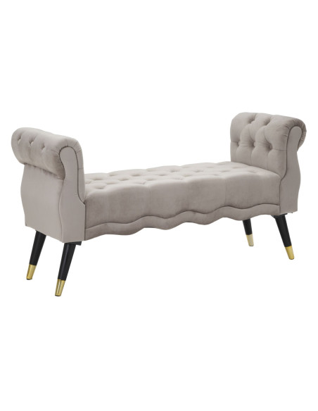 Banquette moderne 2 places en Velours Gris Capitonné Métal Doré Noir Paris - 1