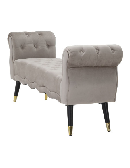 Banquette moderne 2 places en Velours Gris Capitonné Métal Doré Noir Paris - 4