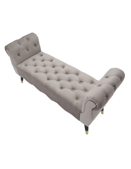 Banquette moderne 2 places en Velours Gris Capitonné Métal Doré Noir Paris - 5