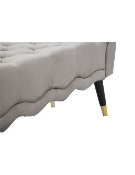 Banquette moderne 2 places en Velours Gris Capitonné Métal Doré Noir Paris - 7