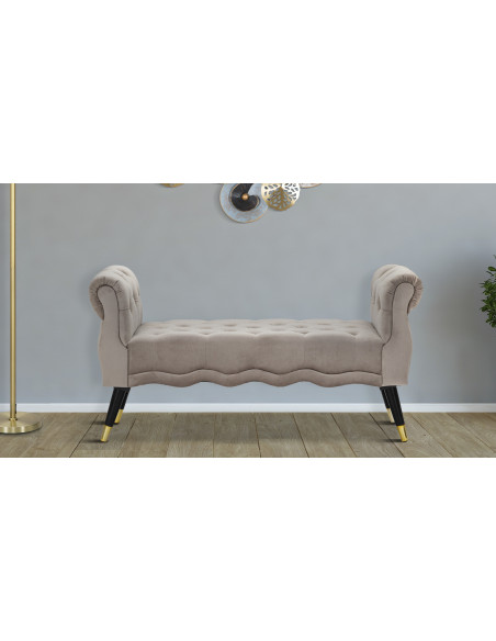 Banquette moderne 2 places en Velours Gris Capitonné Métal Doré Noir Paris - 2