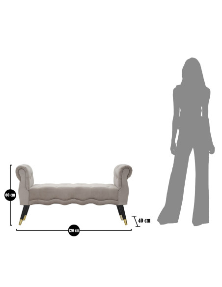 Banquette moderne 2 places en Velours Gris Capitonné Métal Doré Noir Paris - 9