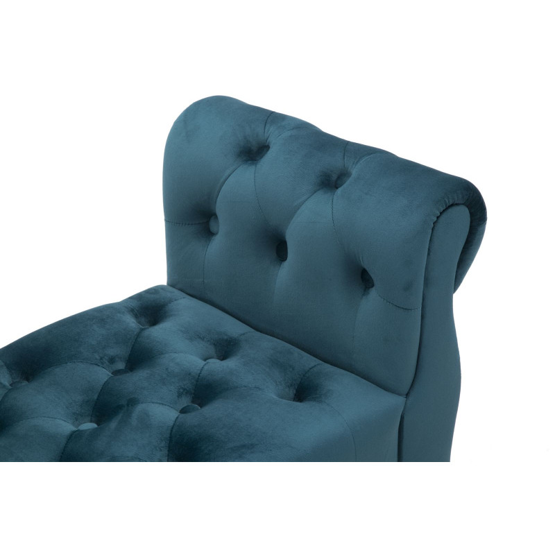 Banquette moderne 2 places en Velours Bleu canard Capitonné Métal Doré Noir Paris 