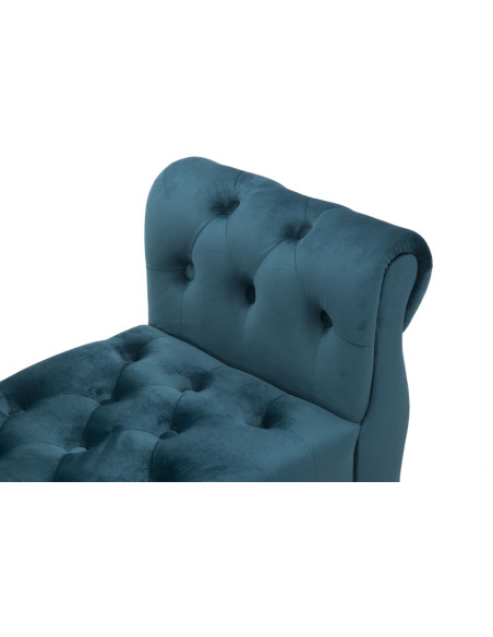 Banquette moderne 2 places en Velours Bleu canard Capitonné Métal Doré Noir Paris 