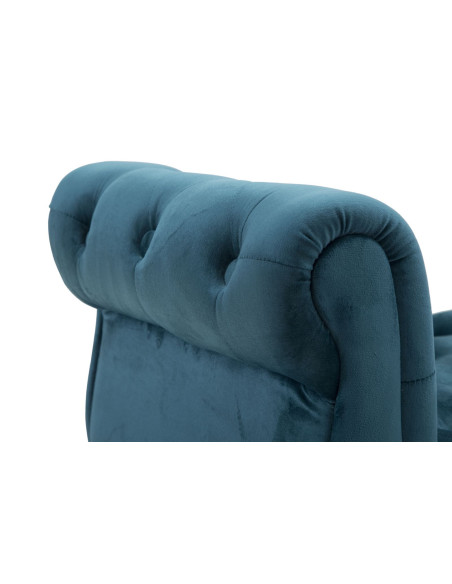 Banquette moderne 2 places en Velours Bleu canard Capitonné Métal Doré Noir Paris 