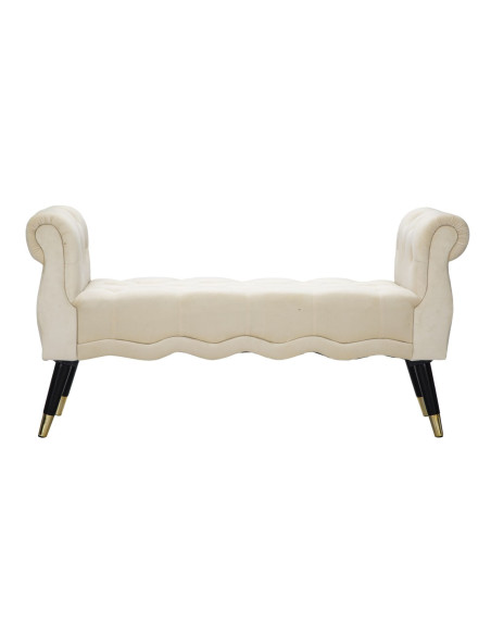 Banquette moderne 2 places en Velours Blanc crème Capitonné Métal Doré Noir Paris 