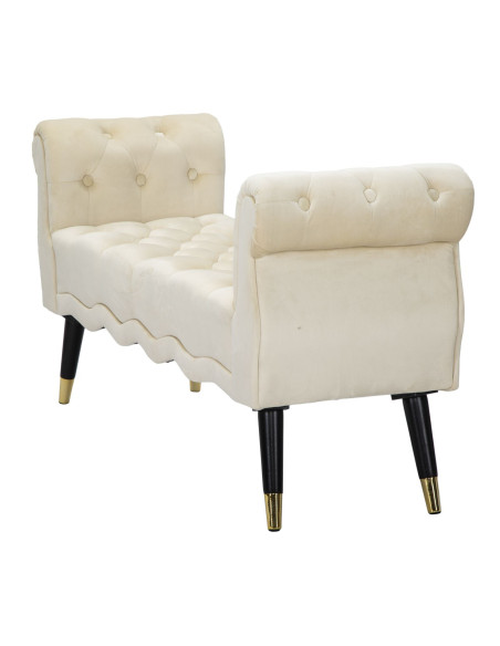Banquette moderne 2 places en Velours Blanc crème Capitonné Métal Doré Noir Paris 