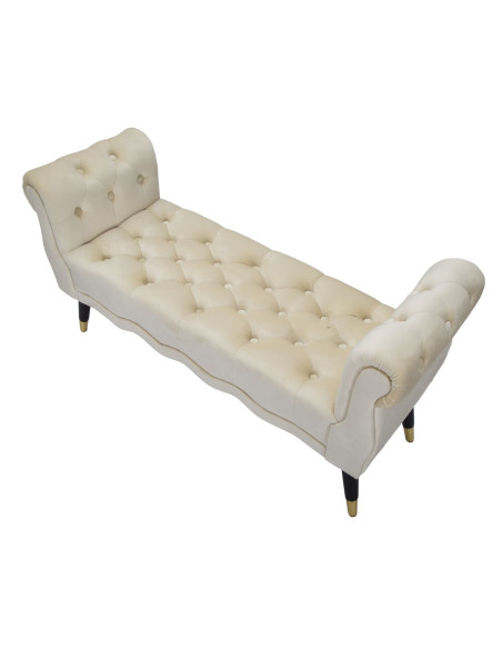 Banquette moderne 2 places en Velours Blanc crème Capitonné Métal Doré Noir Paris 