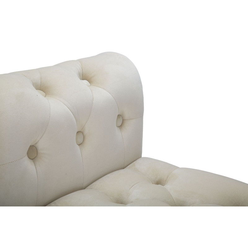 Banquette moderne 2 places en Velours Blanc crème Capitonné Métal Doré Noir Paris 