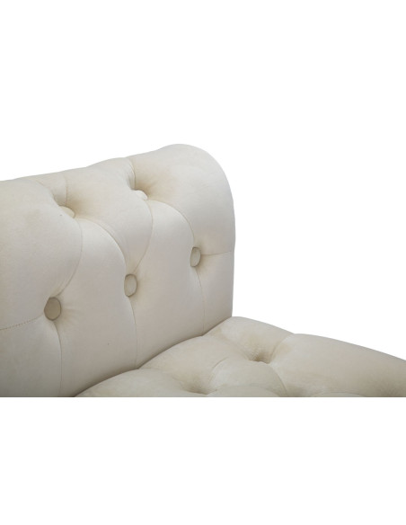 Banquette moderne 2 places en Velours Blanc crème Capitonné Métal Doré Noir Paris 