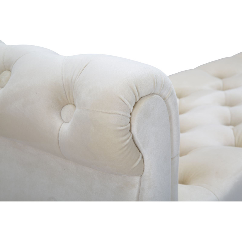 Banquette moderne 2 places en Velours Blanc crème Capitonné Métal Doré Noir Paris 