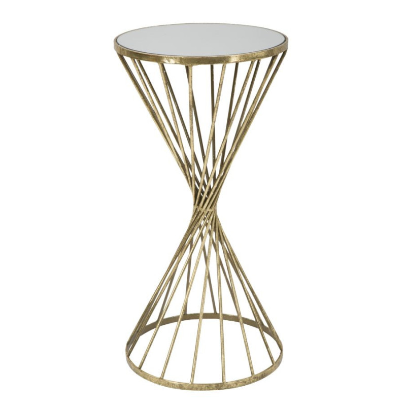 Sellette haute moderne Ronde en Métal Doré Miroir Hypnos 