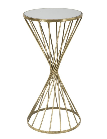 Sellette haute moderne Ronde en Métal Doré Miroir Hypnos 