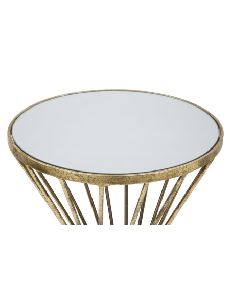 Sellette haute moderne Ronde en Métal Doré Miroir Hypnos 