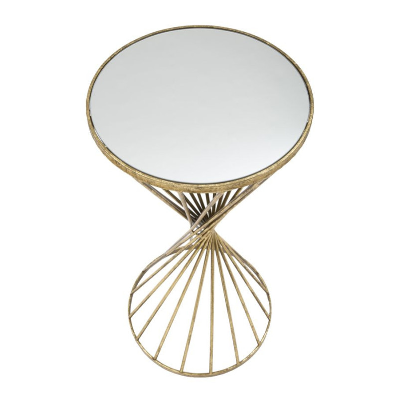 Sellette haute moderne Ronde en Métal Doré Miroir Hypnos 