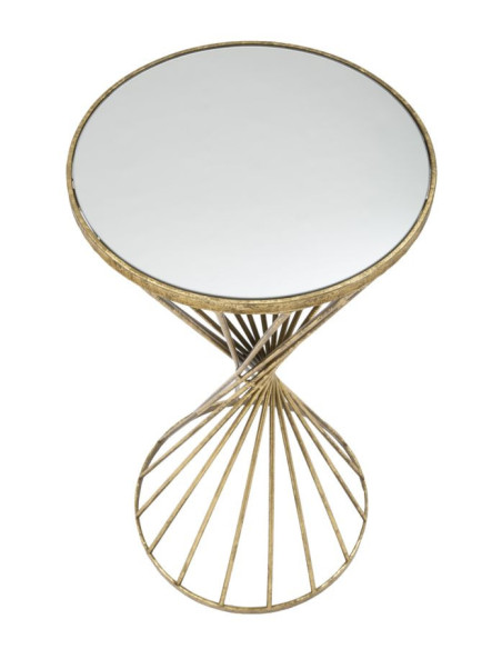 Sellette haute moderne Ronde en Métal Doré Miroir Hypnos 
