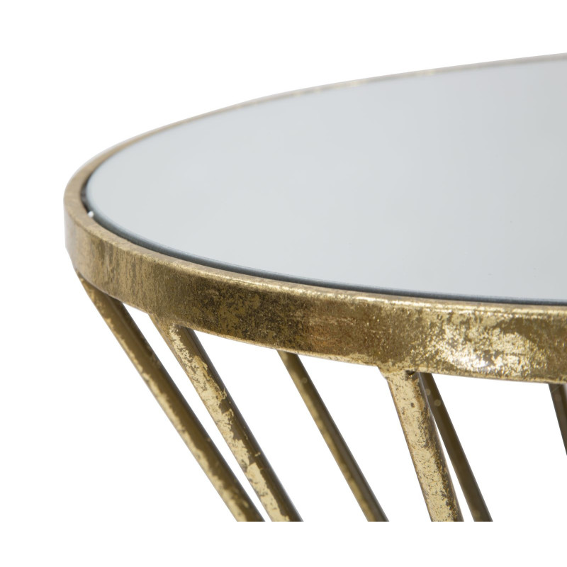 Sellette haute moderne Ronde en Métal Doré Miroir Hypnos 