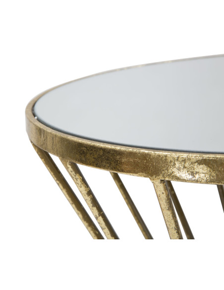 Sellette haute moderne Ronde en Métal Doré Miroir Hypnos 