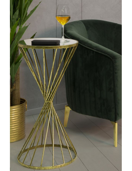 Sellette haute moderne Ronde en Métal Doré Miroir Hypnos 