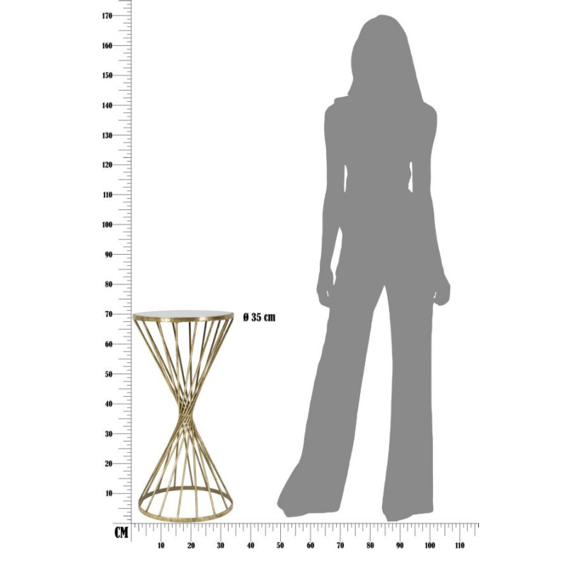 Sellette haute moderne Ronde en Métal Doré Miroir Hypnos 