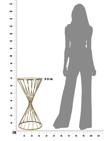 Sellette haute moderne Ronde en Métal Doré Miroir Hypnos 