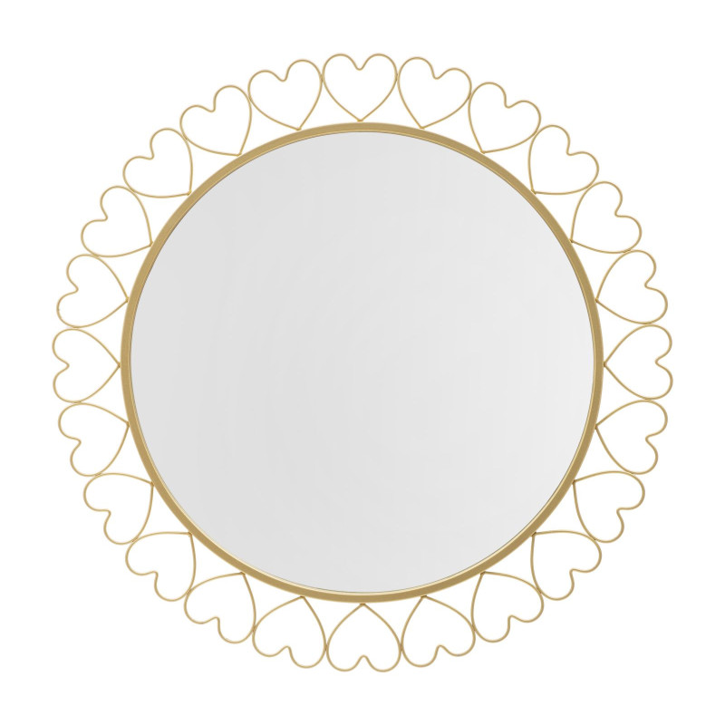 Miroir mural original Coeurs XL Rond 80x80 en Métal Doré Hearts 